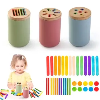 כוס סיליקון ועץ מונטסורי מיון צבעים